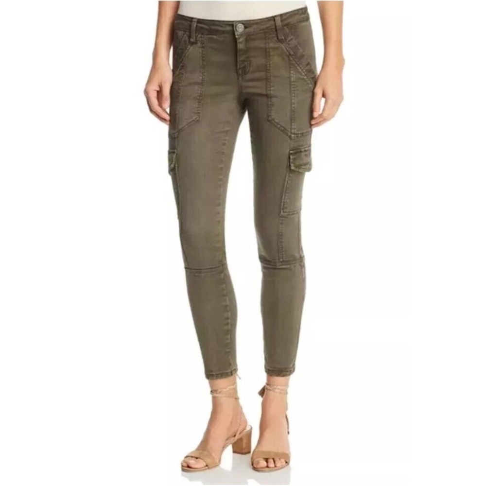 Joie Olive Green Okana Stretch Skinny Cargo Pants Side Slit Pockets Size 24